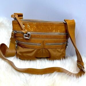Brighton GoGo Crossbody Bag Nylon and Patent Leather Trim Adjustable Strap